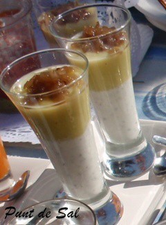 Gaspatxo de poma i cogombre amb panacota de iogurt